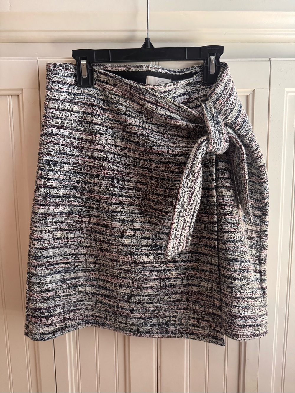 LOFT Multicolor Tweed A-Line Tie-Waist Skirt